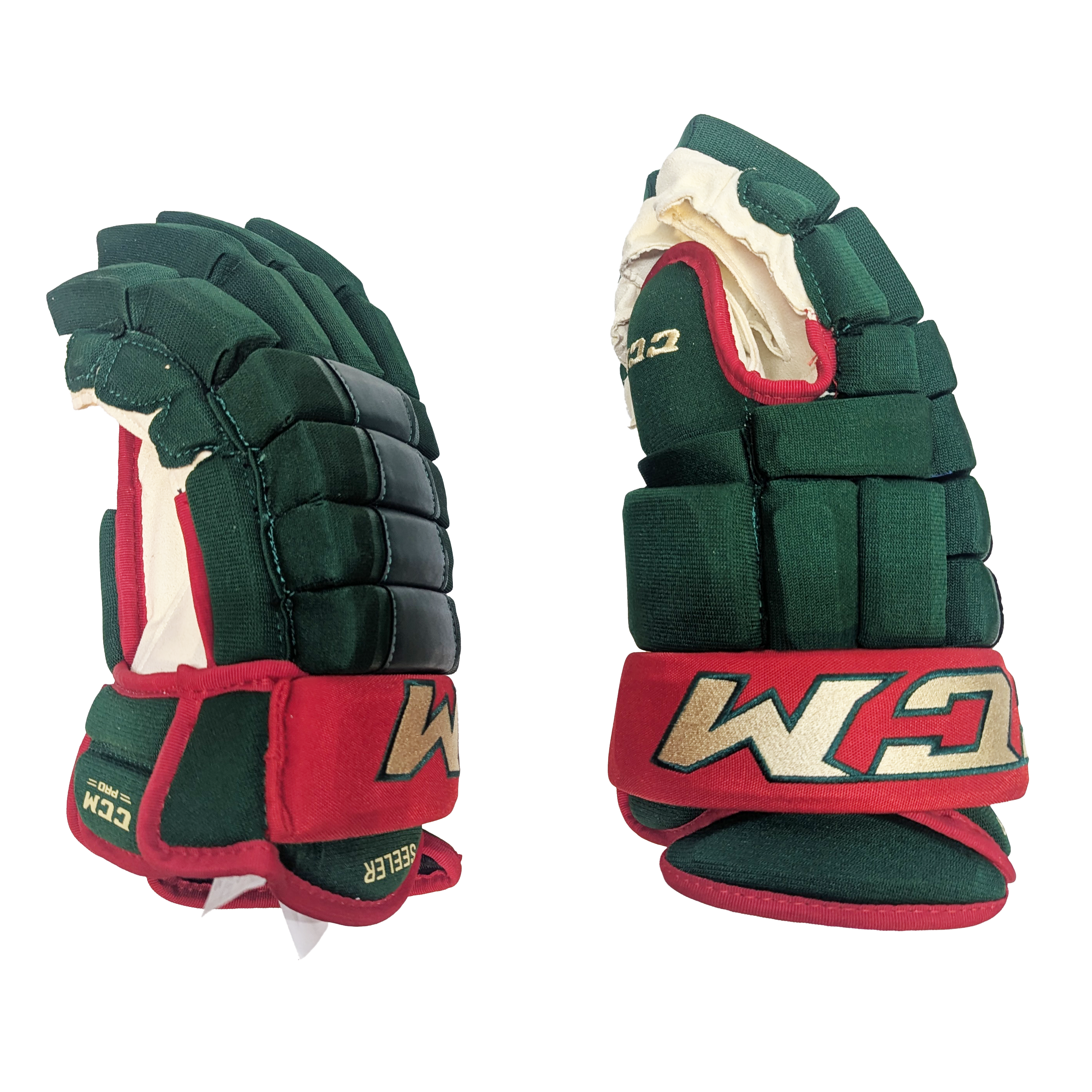 CCM HG97 - Gant NHL Pro Stock - Nick Seeler (Vert/Rouge/Or)
